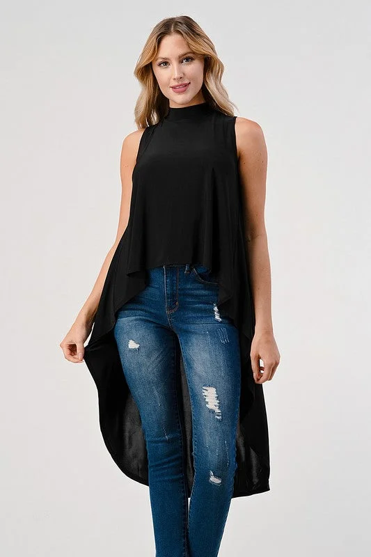 Weekend Savings Extravaganza The Sleeveless Hi Low Mock Neck Top