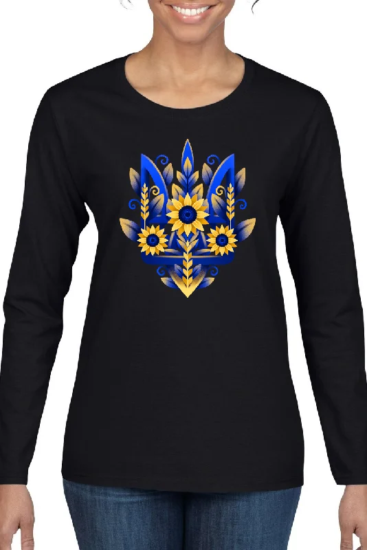 Weekend Price Cuts Galore Ladies' long sleeve top "Sunflower Tryzub"