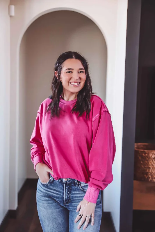 Weekend Bargains to Love Rylee Crewneck-Hot Pink