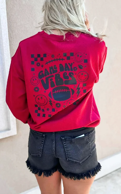 Weekend Specials Just for You GameDay Vibes Graphic Crewneck Sweatshirt