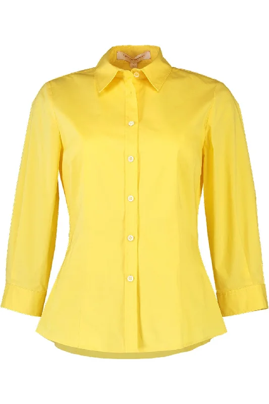 Super Sale Classic 3/4 Sleeve Button Down - Sunshine Yellow