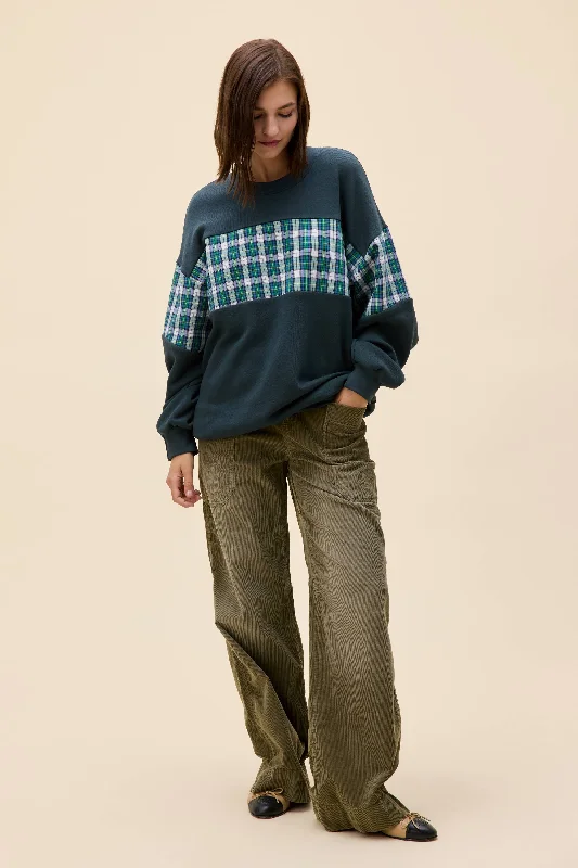 Weekend Deals That Dazzle Plaid Colorblock Sweatshirt