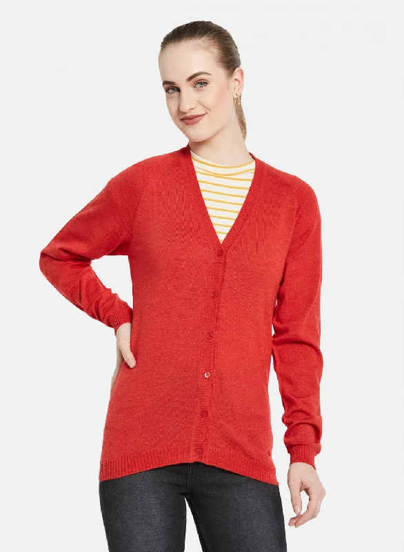 Weekend Deals That Spark Women Red Solid Cardigan