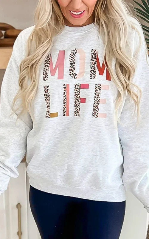 Reduced Price MOM LIFE Graphic Crewneck Sweatshirt
