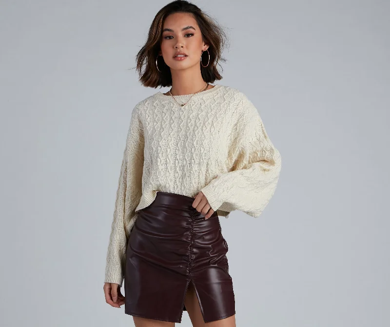 Weekend Savings Delight Pumpkin Spice Cable Knit Sweater