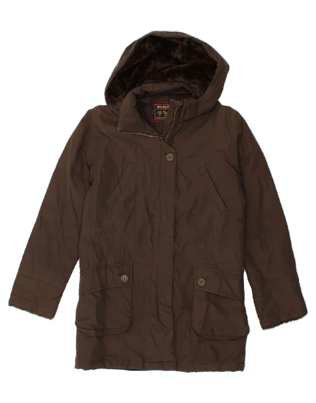 Weekend Specials to Enjoy WOOLRICH Womens Hooded Padded Coat UK 12 Medium Brown