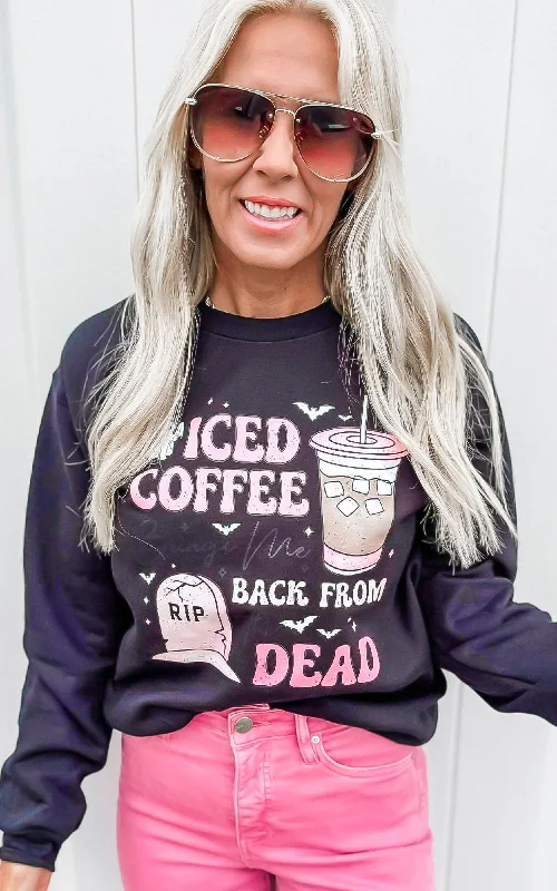 Value Deals Iced Coffee Brings Me to Life Graphic Crewneck Sweatshirt - Final Sale