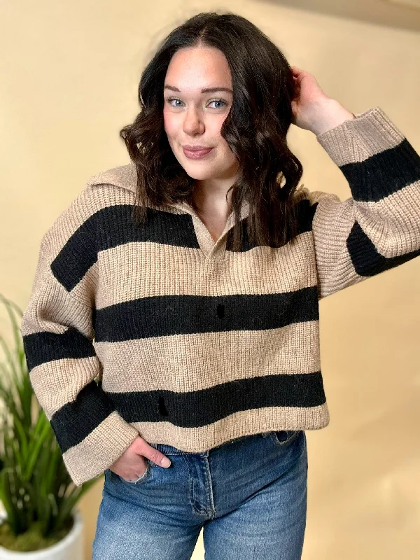 Super Savings Mallory Black Stripe Sweater