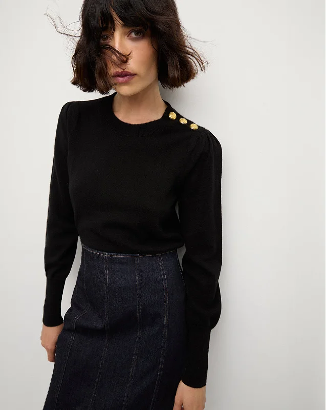 Deep Savings Nelia Cashmere Pullover | Button Accent