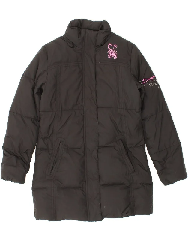 Massive Savings SCORPION BAY Womens Graphic Padded Coat UK 14 Large Black Polyester