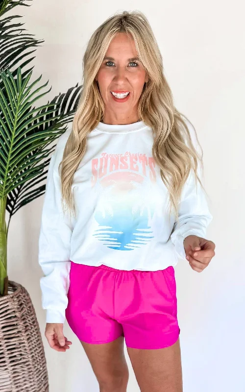 Mega Sale Chasing Sunsets Graphic Crewneck Sweatshirt